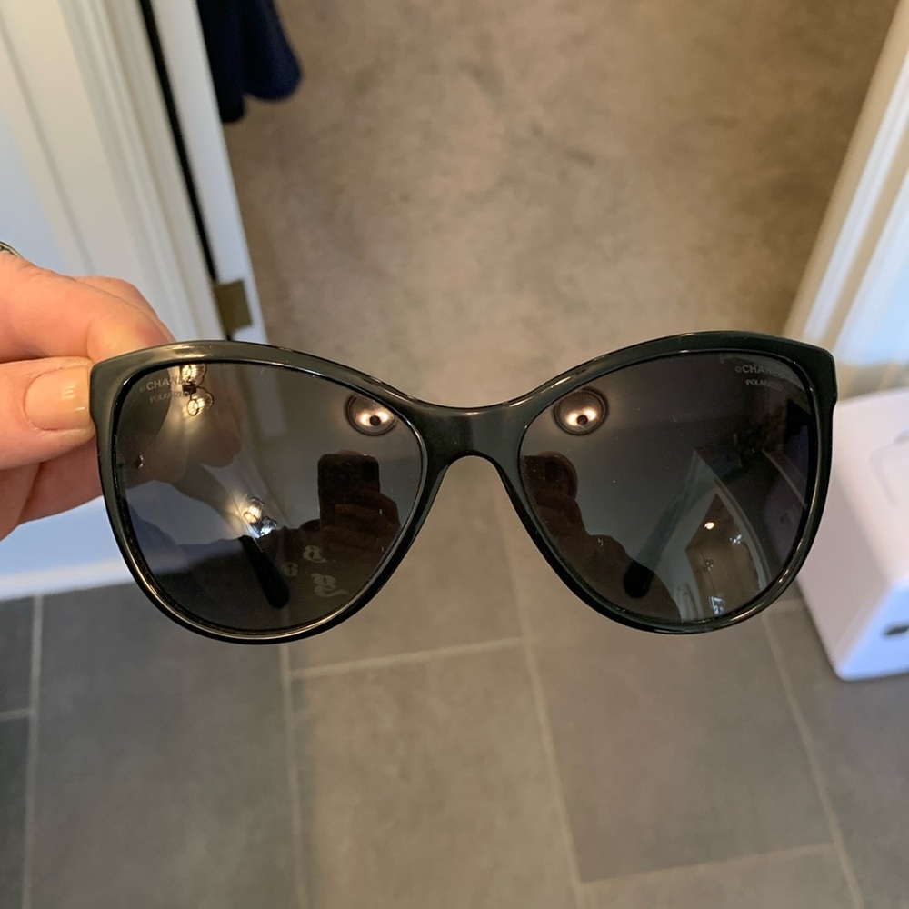 Black Chanel cat eye sunglasses
